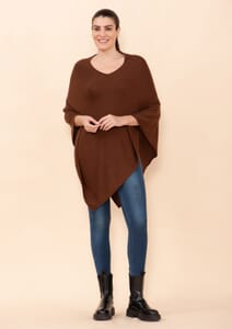 Tamsy Chocolate 100% Pashmina Wool Poncho (One Size Fits Most)