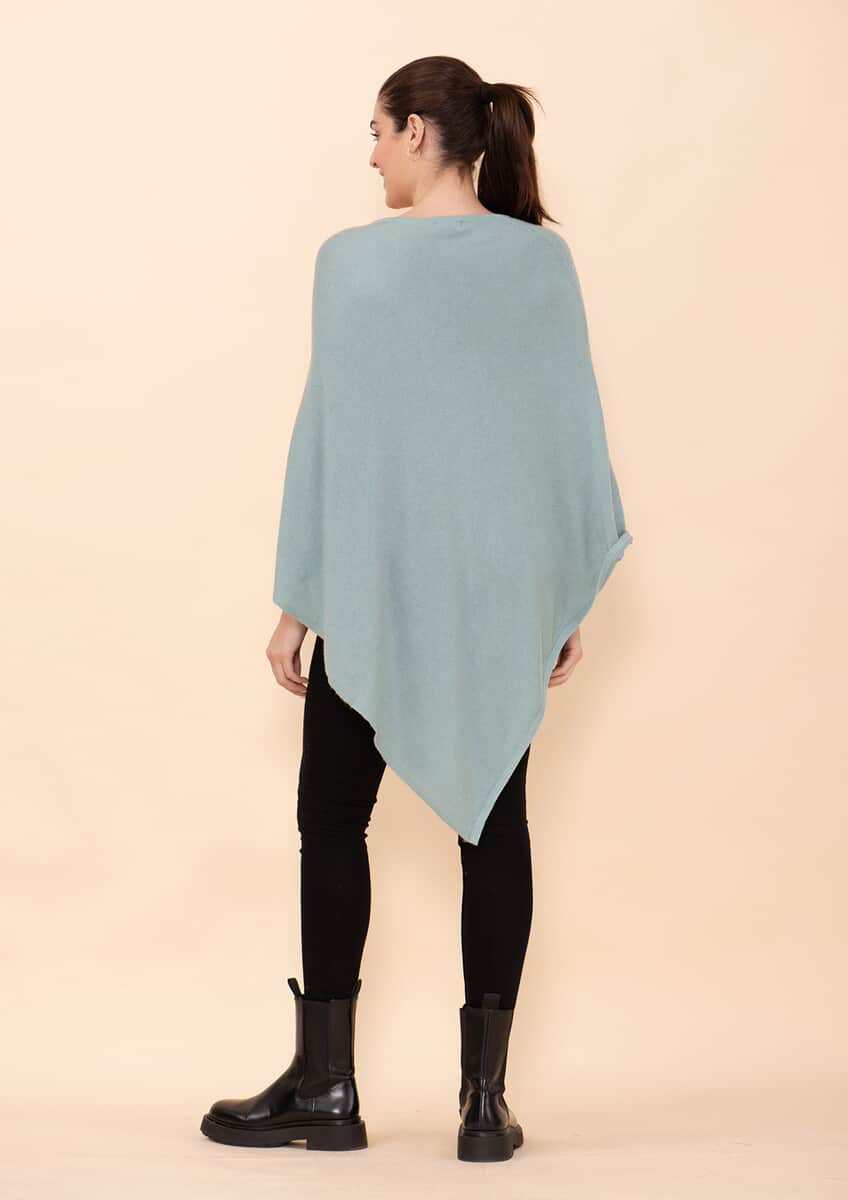 Tamsy Sage 100% Pashmina Wool Poncho (One Size Fits Most) image number 1