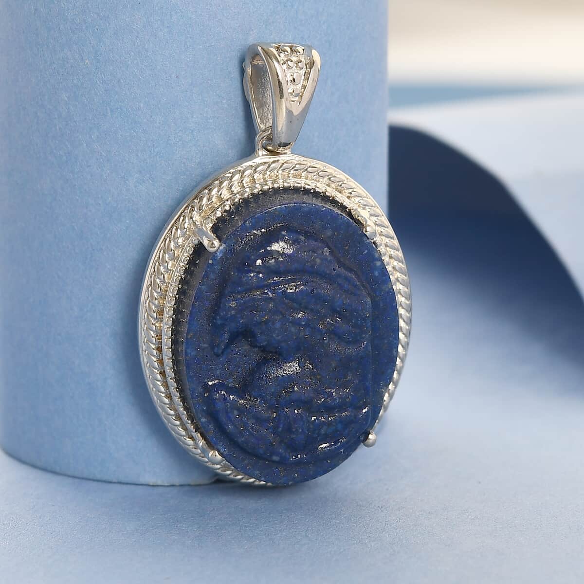 Mother's day jewelry Karis Freshened Lapis Lazuli Carved Mother Mary ...