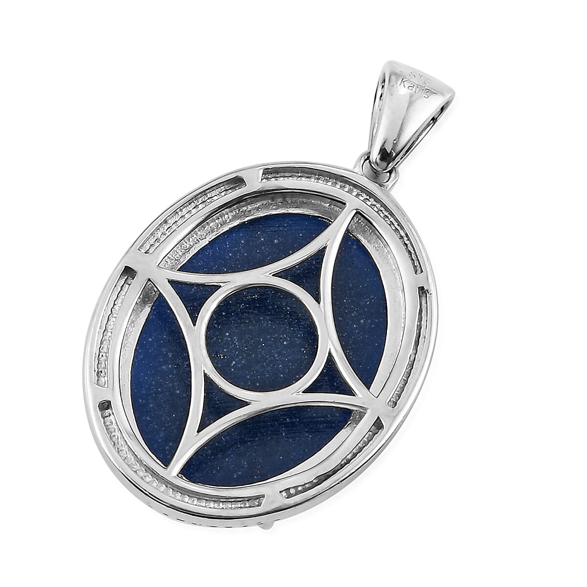 Karis Freshened Lapis Lazuli Carved Mother Mary Pendant in Platinum Bond 8.90 ctw image number 3