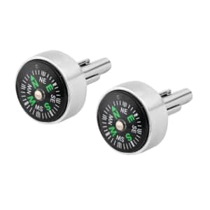 Resin Compass Shape Cufflink in Stainless Steel 2.00 ctw