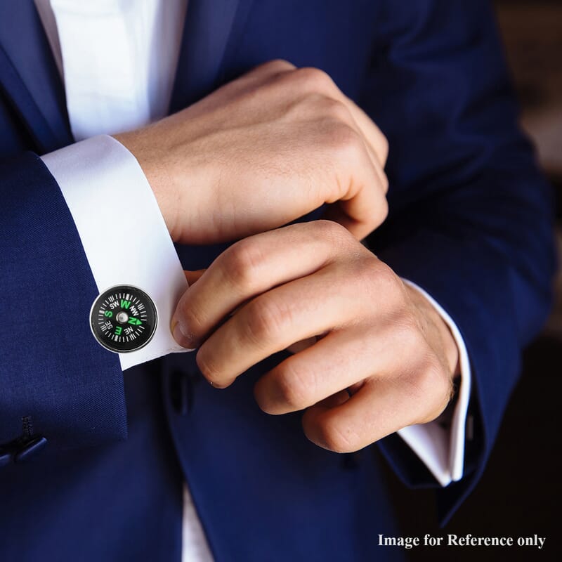 Resin Compass Shape Cufflink in Stainless Steel