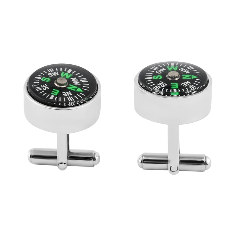 Resin Compass Shape Cufflink in Stainless Steel