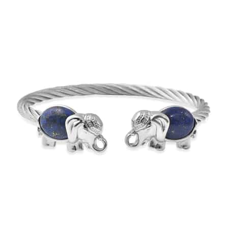 Buy Lapis Lazuli Twisted Rope Textured Elephant Cuff Bracelet in Stainless  Steel (7.50 In) 12.00 ctw at