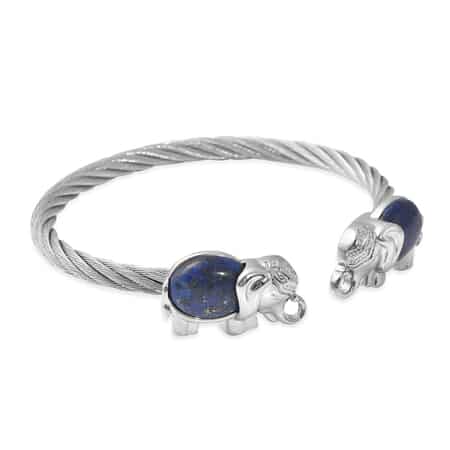 Buy Lapis Lazuli Twisted Rope Textured Elephant Cuff Bracelet in Stainless  Steel (7.50 In) 12.00 ctw at