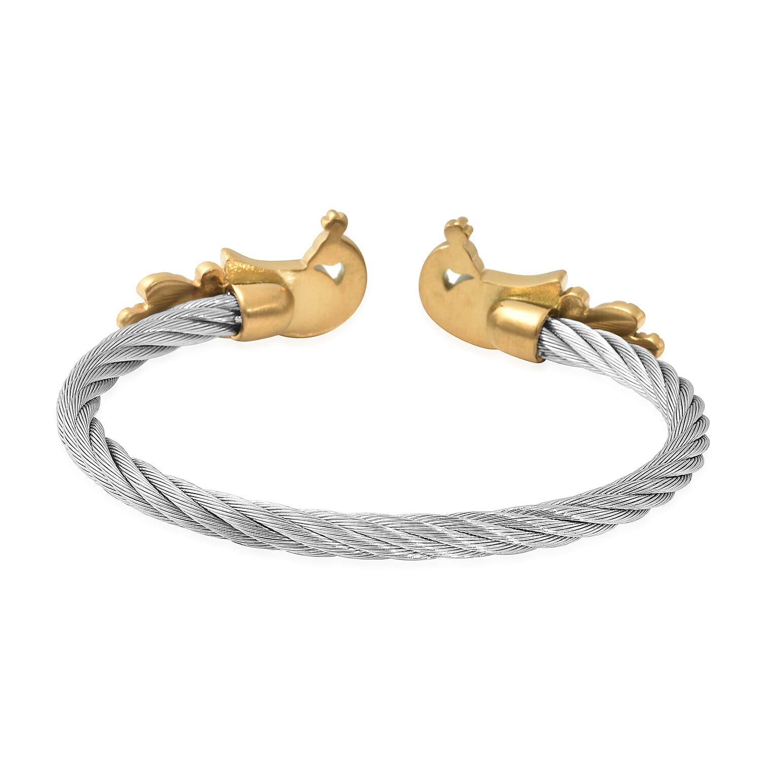 Malagasy Labradorite Twisted Rope Textured Peacock Cuff Bracelet in ION Plated Yellow Gold and Stainless Steel (7.50 In) 4.90 ctw