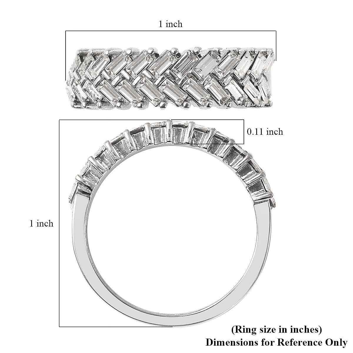 White Austrian Crystal Fern Leaf Ring in Stainless Steel (Size 10.0) 0.80 ctw