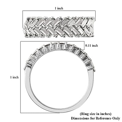White Austrian Crystal Fern Leaf Ring in Stainless Steel (Size 10.0) 0.80 ctw