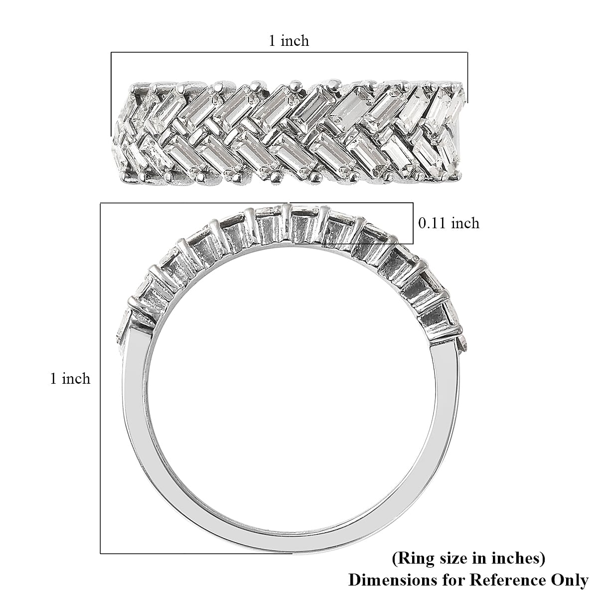 White Austrian Crystal Fern Leaf Ring in Stainless Steel (Size 9.0) 0.80 ctw image number 5