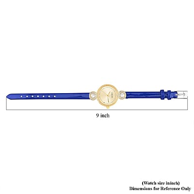 Strada Austrian Crystal Japanese Movement Infinity Watch in Rosetone with Dark Blue Faux Leather Strap (28.20mm) (5.75-7.50 Inches)