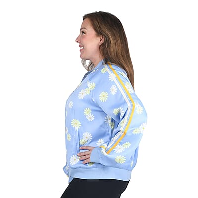 JUICY COUTURE Light Blue Daisy Print Zip-up Jacket - XL