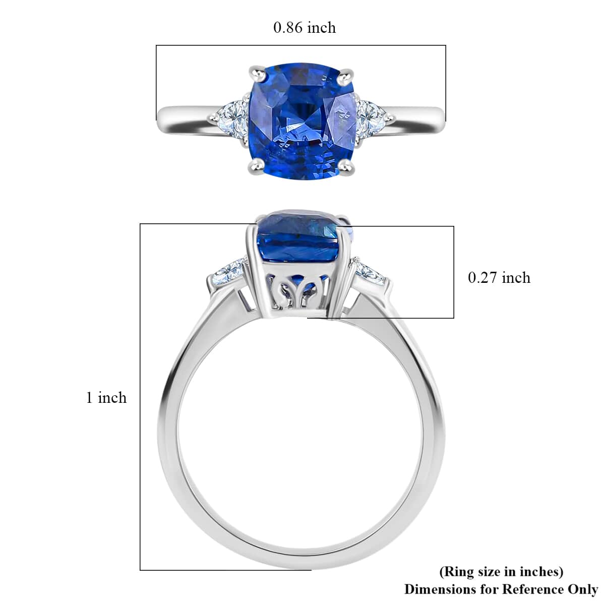 Rhapsody 950 Platinum AAAA Royal Ceylon Sapphire and E-F VS Diamond Ring (Size 7.0) 4.80 Grams 3.75 ctw image number 5