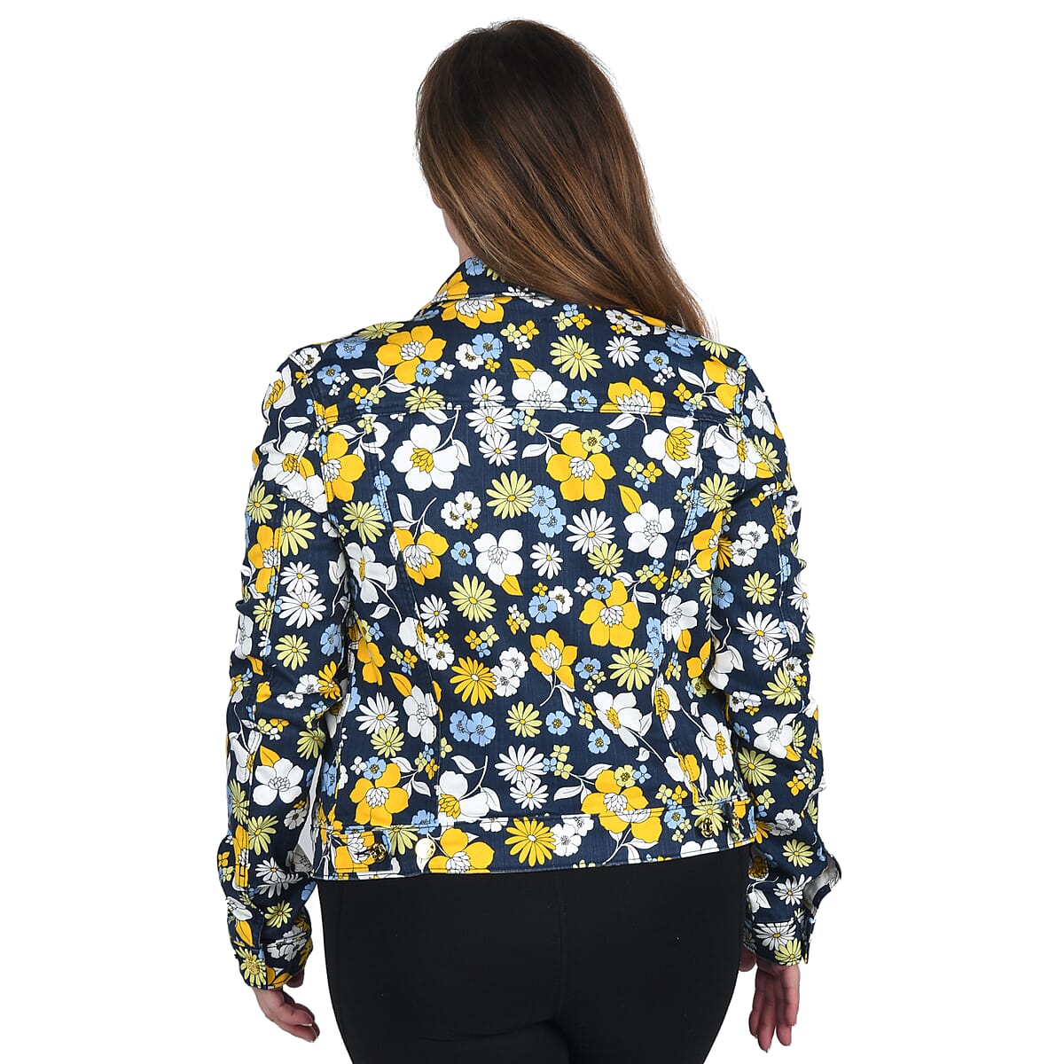 JUICY COUTURE Navy Daisy Print Zip-up Collared Jacket - XL image number 1