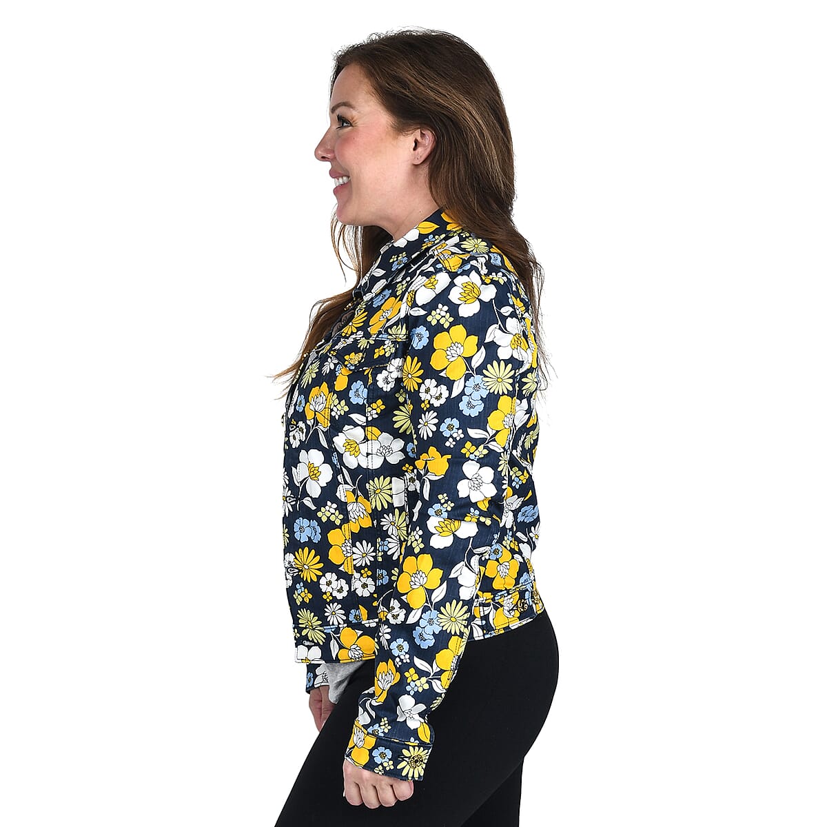JUICY COUTURE Navy Daisy Print Zip-up Collared Jacket - S image number 2