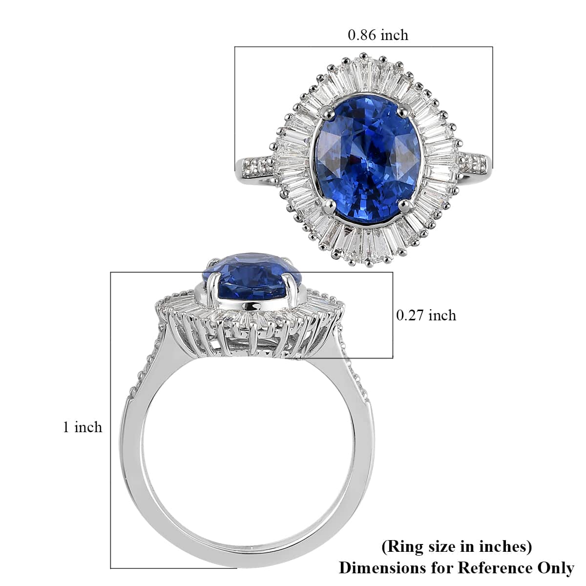 RHAPSODY 950 Platinum AAAA Royal Ceylon Sapphire and E-F VS Diamond Ring (Size 7.0) 6.15 Grams 4.70 ctw image number 5
