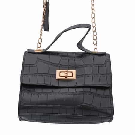 Shop LC Women Fashion Embossed Faux Leather Mini Handbag with Detachable  Chain Shoulder Fixed Strap