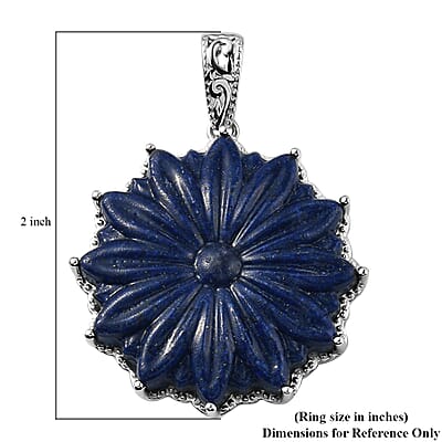 Karis Freshened Lapis Lazuli Sunflower Pendant in Platinum Bond 28.20 ctw