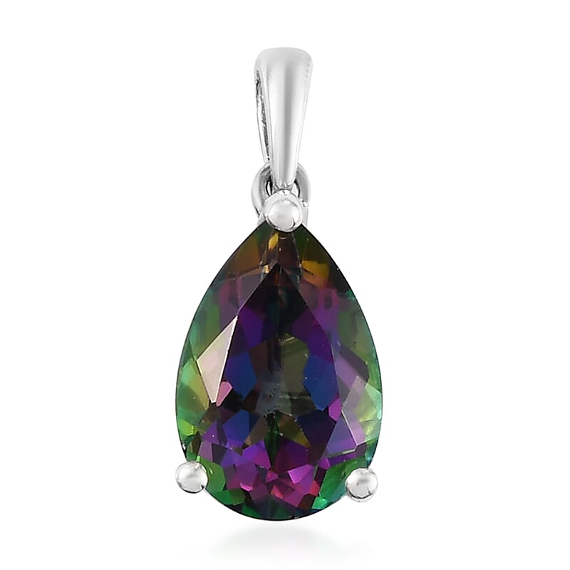 Northern Lights Mystic Topaz Pendant in Platinum Over Sterling Silver 3.70 ctw