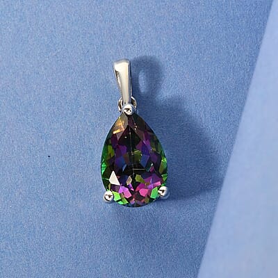 Northern Lights Mystic Topaz Pendant in Platinum Over Sterling Silver 3.70 ctw