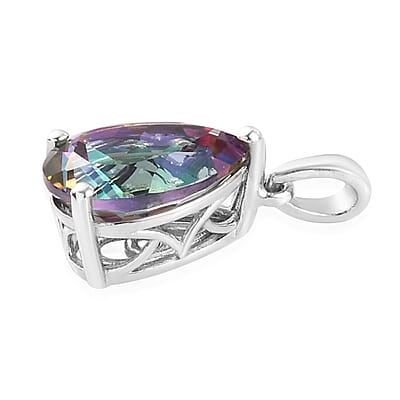 Northern Lights Mystic Topaz Pendant in Platinum Over Sterling Silver 3.70 ctw