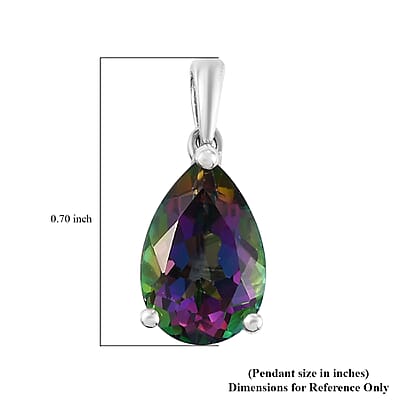 Northern Lights Mystic Topaz Pendant in Platinum Over Sterling Silver 3.70 ctw
