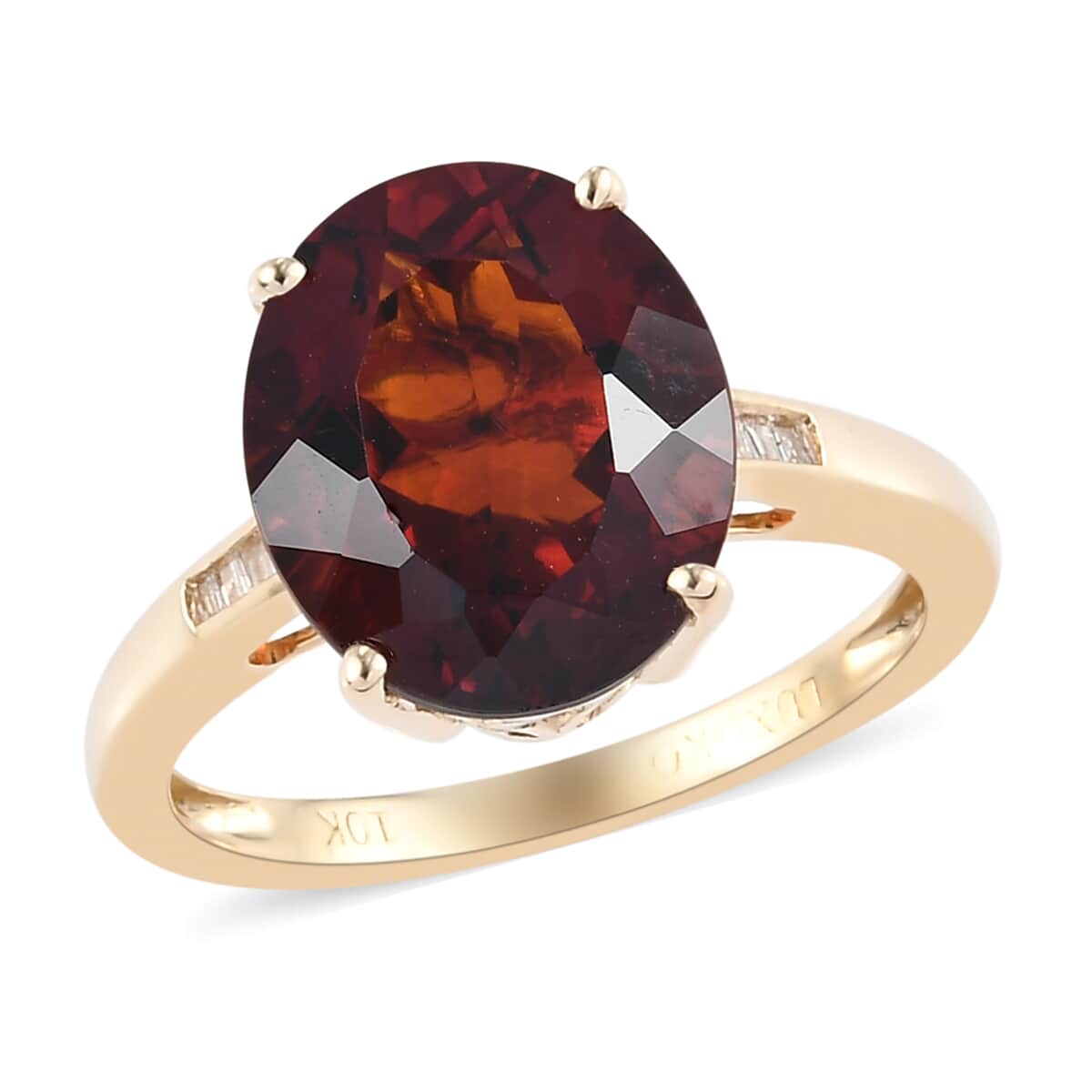 LUXORO 10K Yellow Gold Brazilian Cherry Citrine and Diamond Accent Ring (Size 6.0) 2.35 Grams 4.25 ctw image number 0