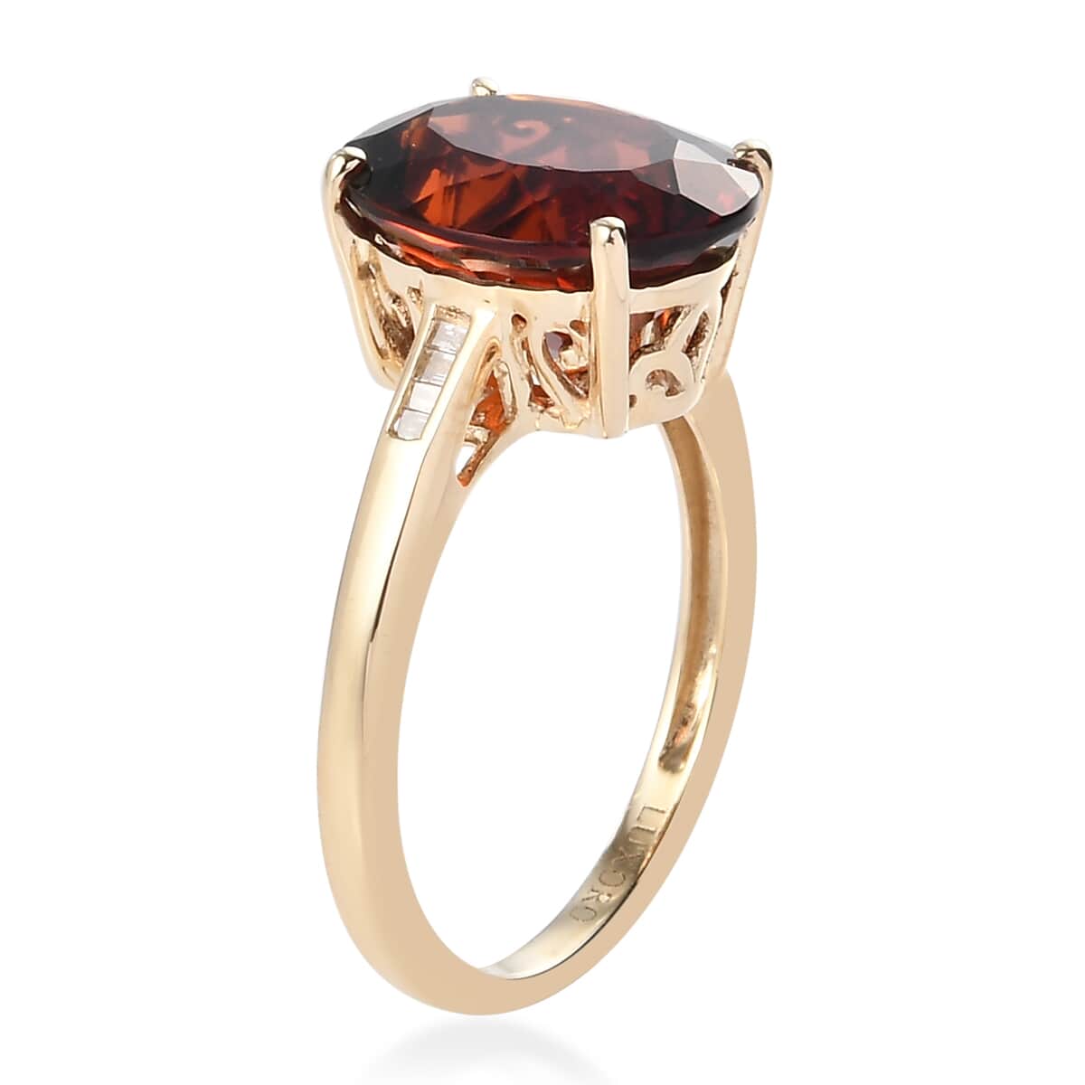 LUXORO 10K Yellow Gold Brazilian Cherry Citrine and Diamond Accent Ring (Size 6.0) 2.35 Grams 4.25 ctw image number 3