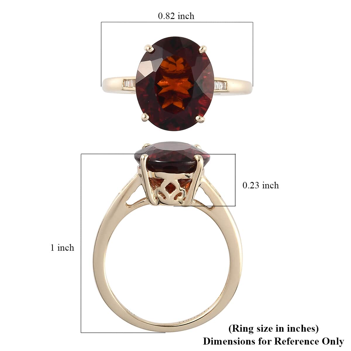 LUXORO 10K Yellow Gold Brazilian Cherry Citrine and Diamond Accent Ring (Size 6.0) 2.35 Grams 4.25 ctw image number 5