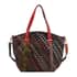 CHAOS BY ELSIE Rainbow Color Weave Pattern Genuine Leather Crossbody Bag with Handle Drop and Shoulder Strap image number 0
