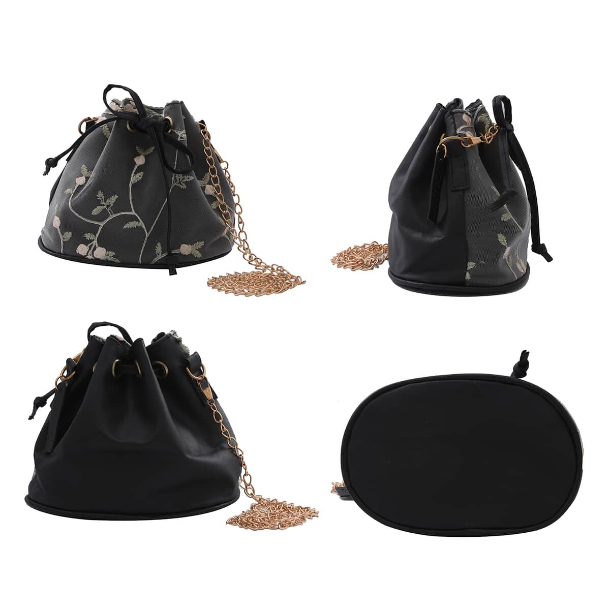 ROYAL SIAMESE Black Color Faux Leather Bucket Bag image number 1