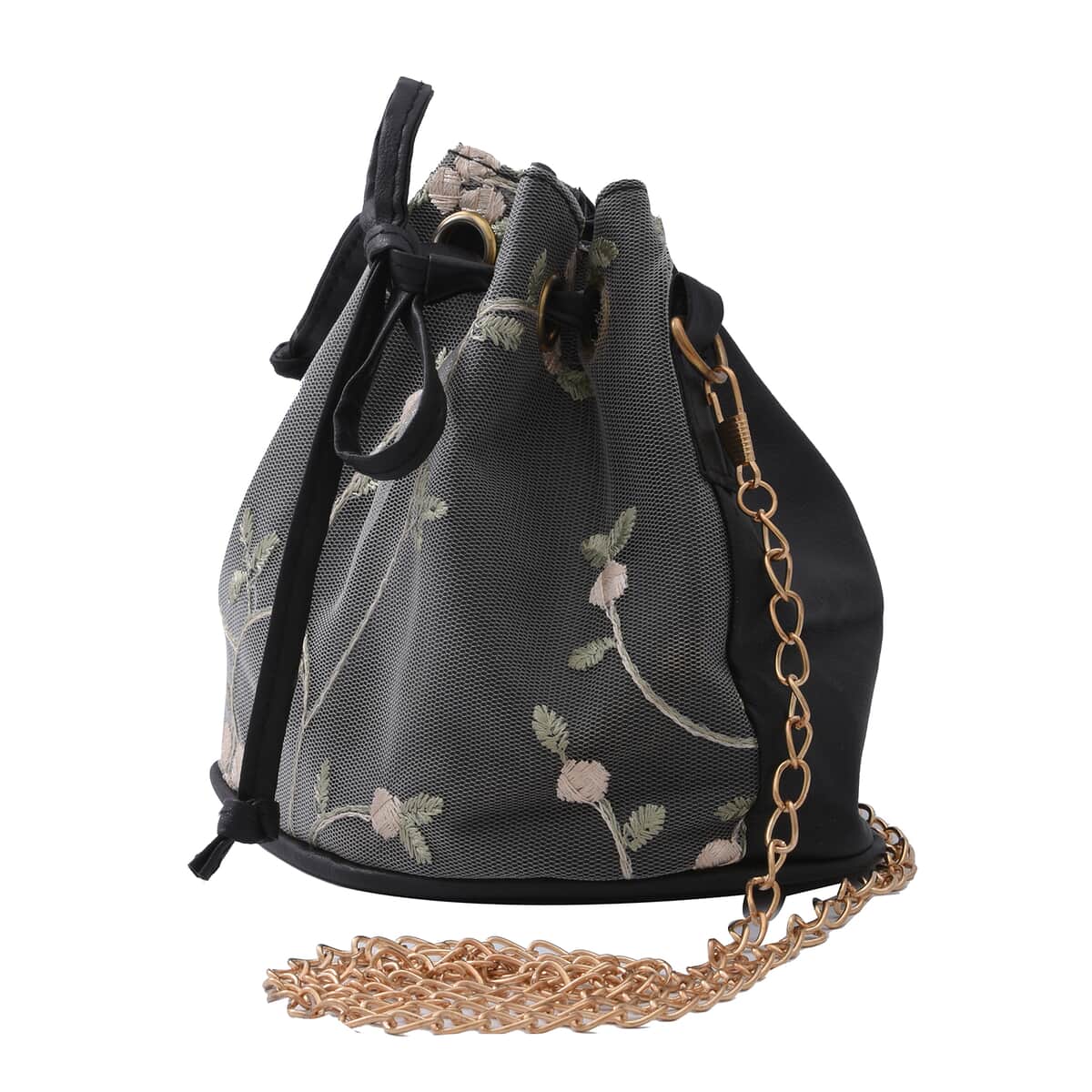 ROYAL SIAMESE Black Color Faux Leather Bucket Bag image number 2
