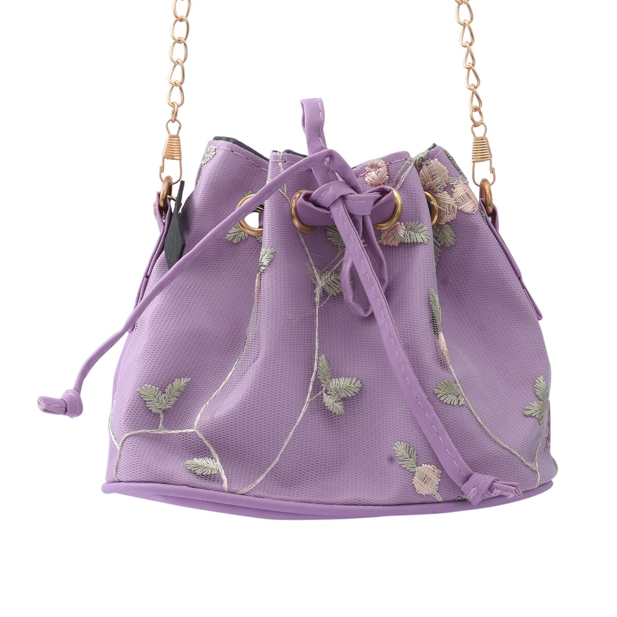 Royal Siamese Purple Color Faux Leather Bucket Bag image number 0