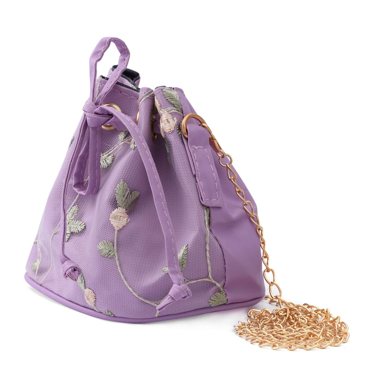 Royal Siamese Purple Color Faux Leather Bucket Bag image number 2