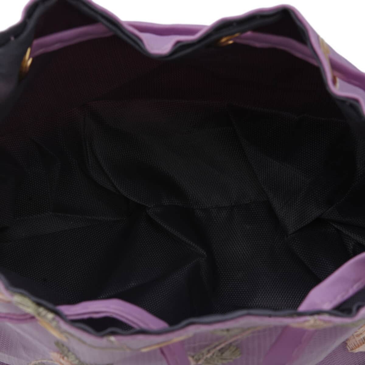 Royal Siamese Purple Color Faux Leather Bucket Bag image number 3