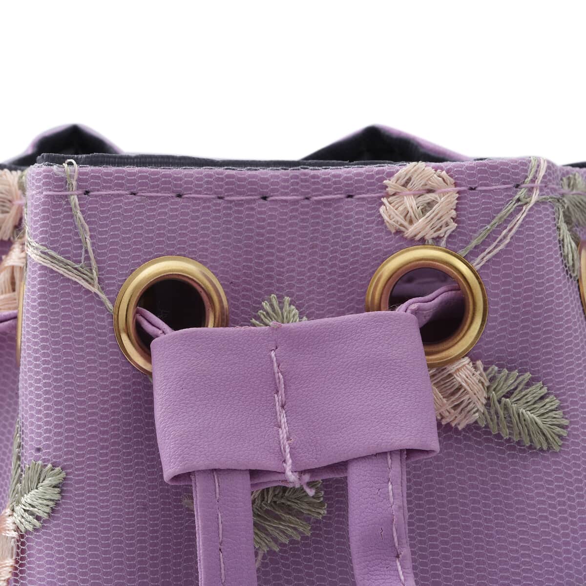 Royal Siamese Purple Color Faux Leather Bucket Bag image number 5