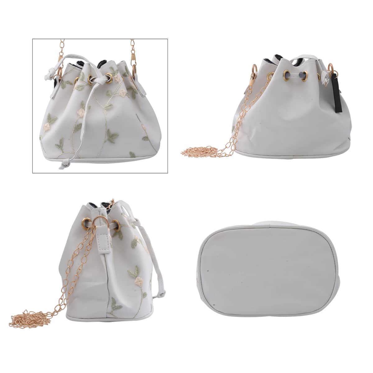 ROYAL SIAMESE White Color Faux Leather Bucket Bag image number 1