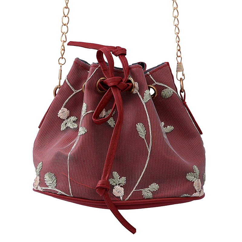 Royal Siamese Wine Color Faux Leather Bucket Bag