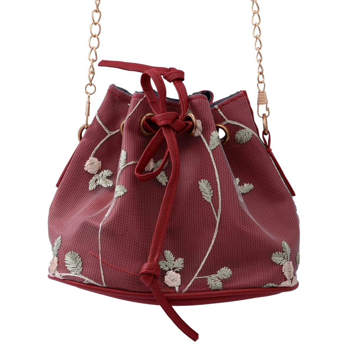Royal Siamese Wine Color Faux Leather Bucket Bag image number 0