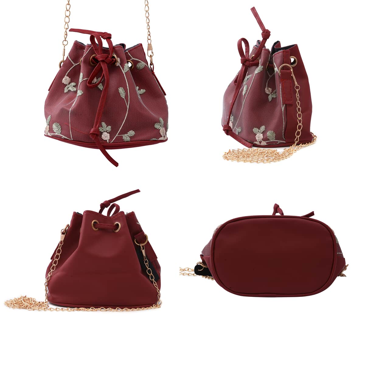 Royal Siamese Wine Color Faux Leather Bucket Bag image number 1