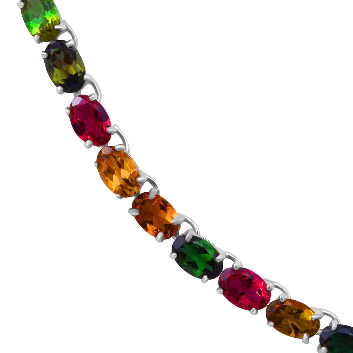 Multi-Tourmaline Tennis Necklace 18 Inches in Platinum Over Sterling Silver 32.40 ctw image number 2