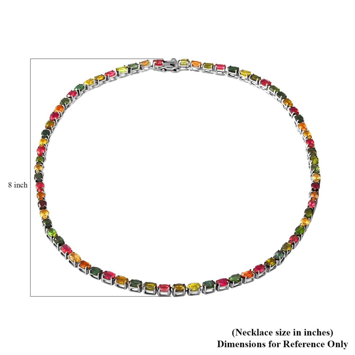 Multi-Tourmaline Tennis Necklace 18 Inches in Platinum Over Sterling Silver 32.40 ctw image number 4