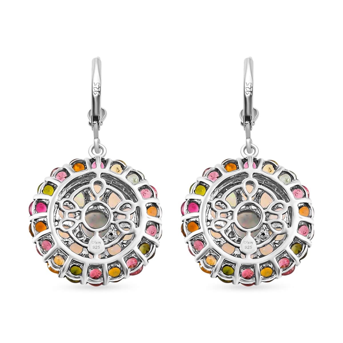 Ethiopian Welo Opal and Multi-Tourmaline Cocktail Earrings in Platinum Over Sterling Silver 8 Grams 7.65 ctw image number 3