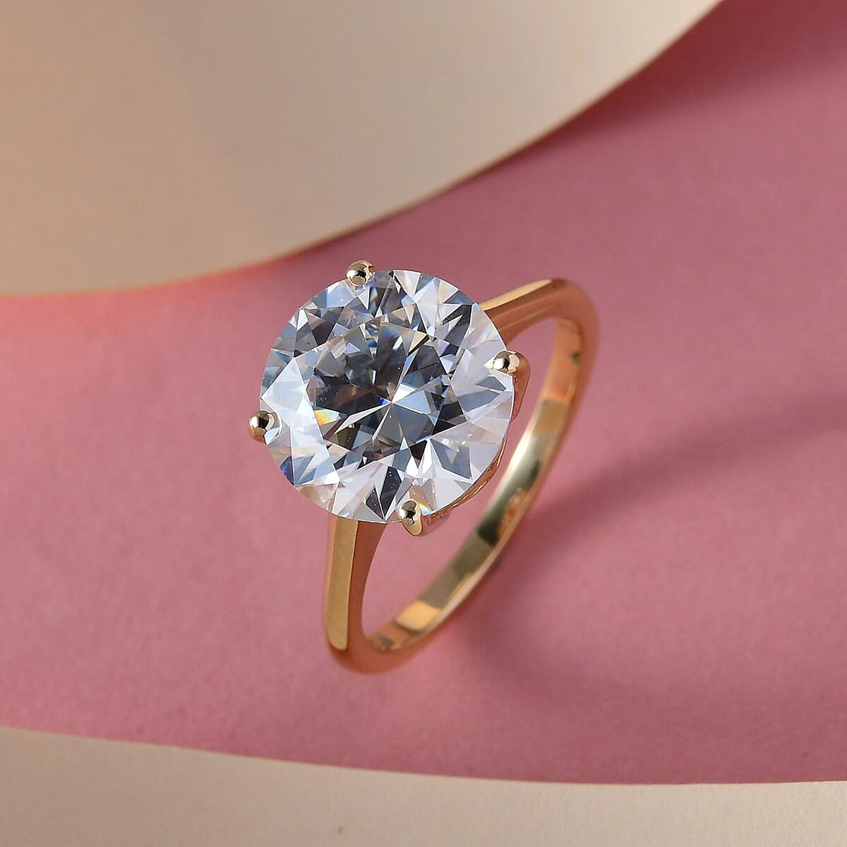 Luxoro 10K Yellow Gold Moissanite Solitaire Ring (Size 10.0) 2.65 Grams 5.15 ctw image number 1