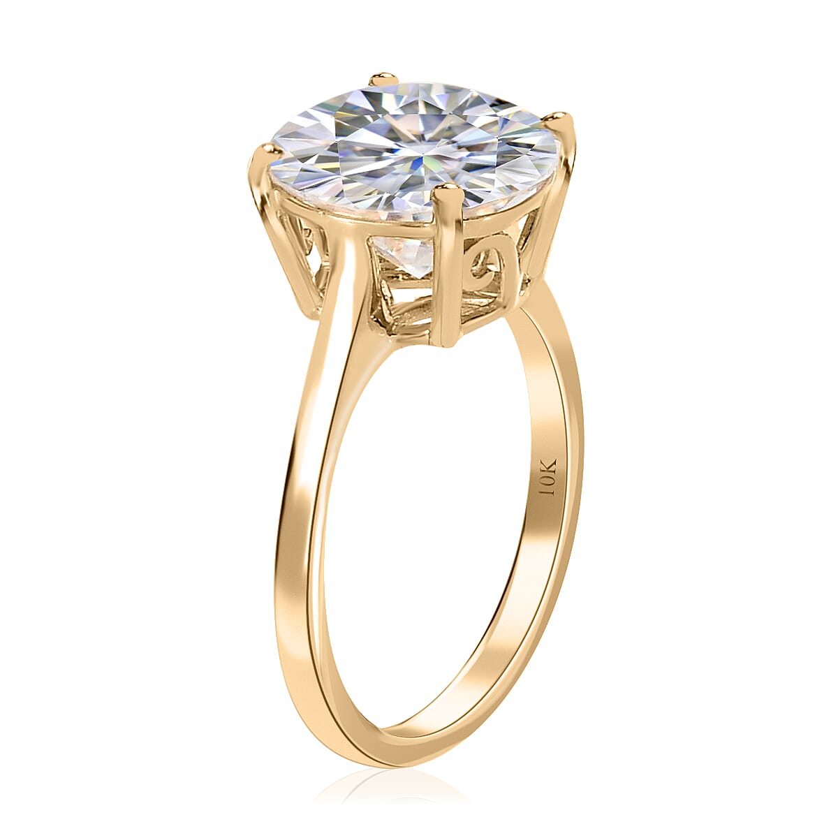 Luxoro 10K Yellow Gold Moissanite Solitaire Ring (Size 10.0) 2.65 Grams 5.15 ctw image number 3