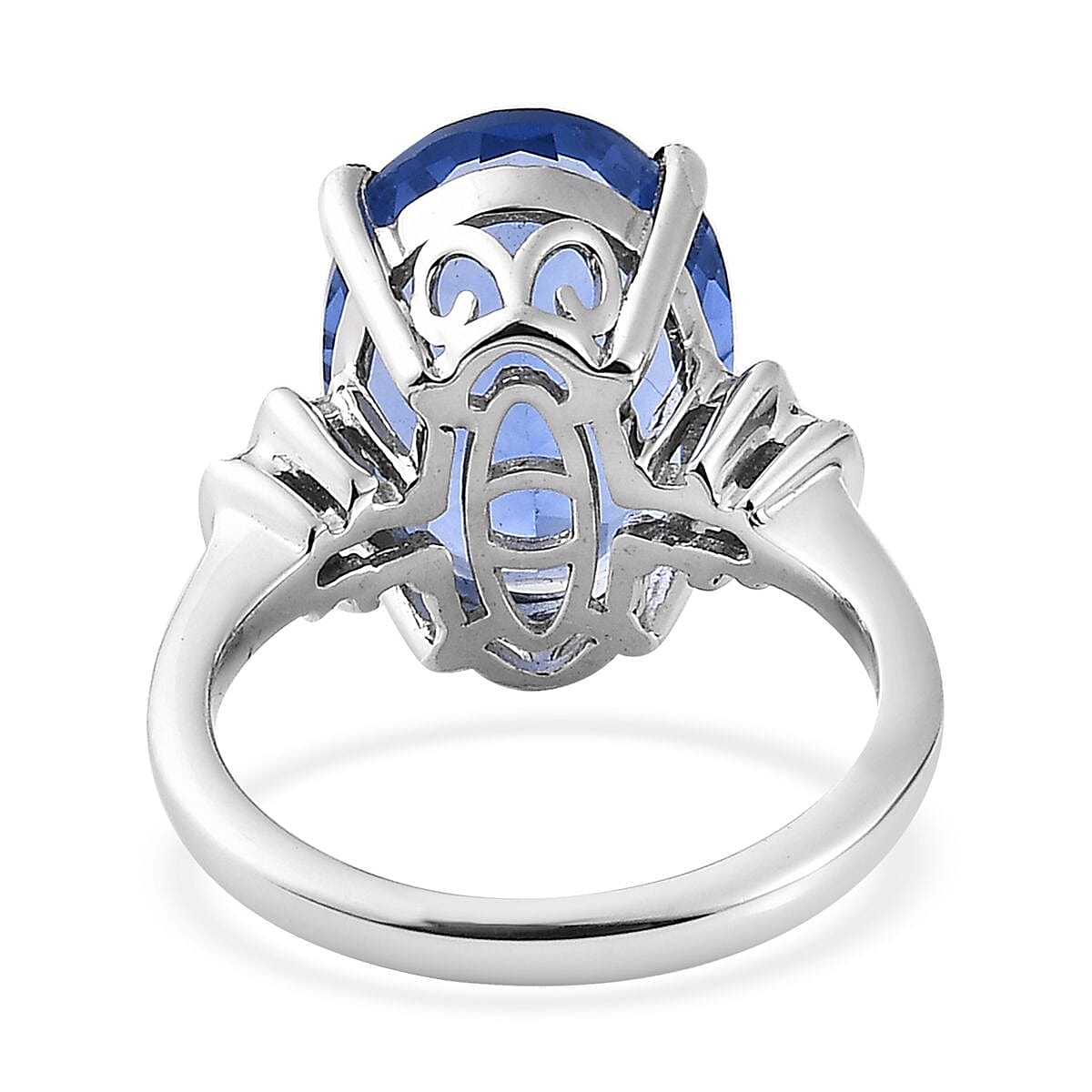 Color Change Fluorite (IR) and Diamond 7.10 ctw Ring in Platinum Over Sterling Silver (Size 10.0)