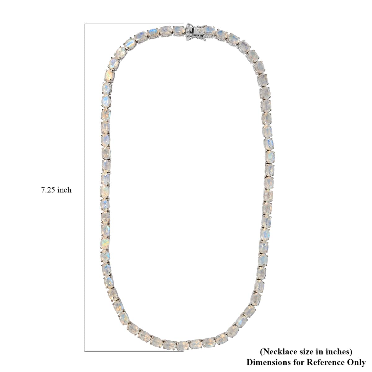 Premium Rainbow Moonstone and Diamond Accent Tennis Necklace 18 Inches in Platinum Over Sterling Silver 49.25 ctw image number 5