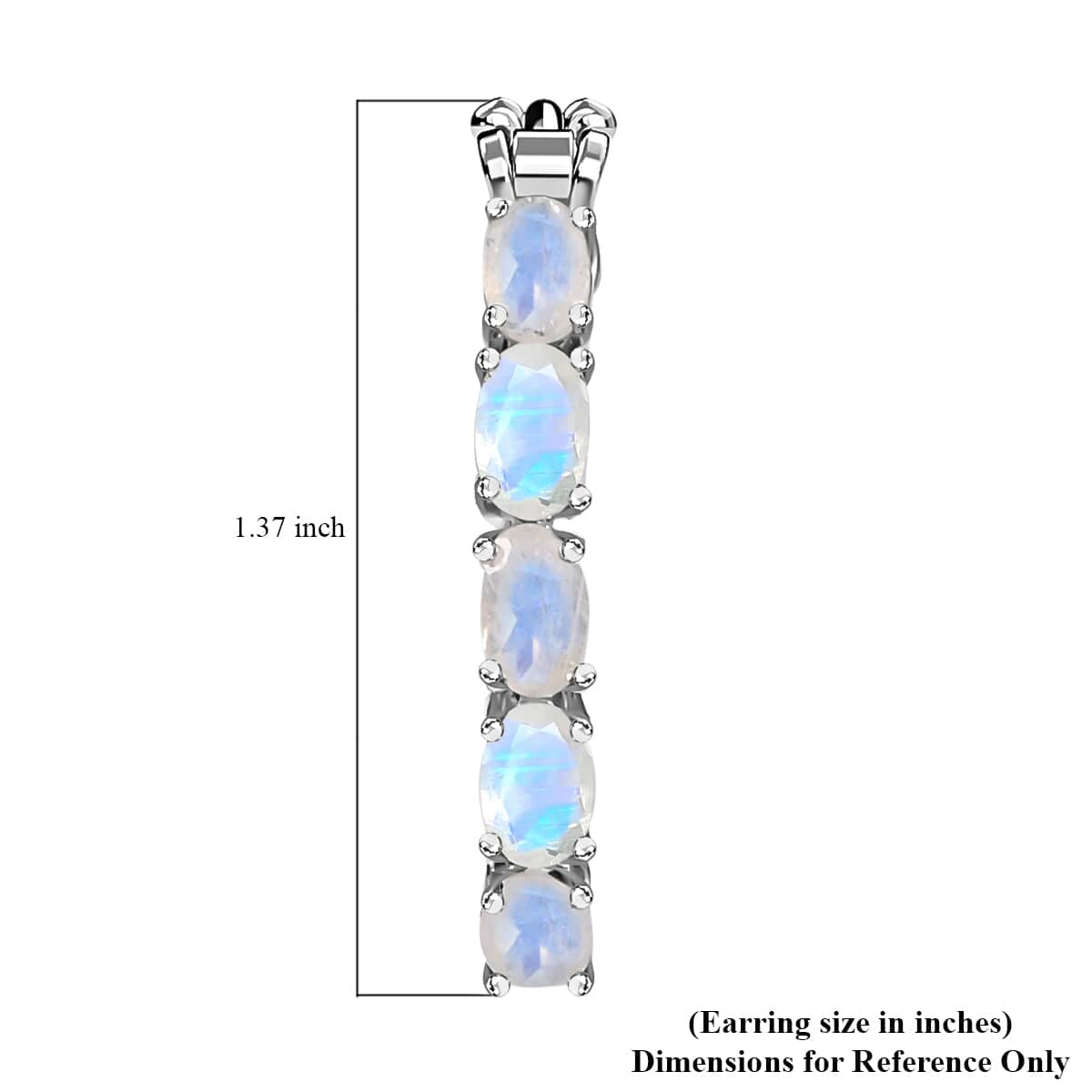 Premium Rainbow Moonstone, Diamond Accent Inside Out Hoop Earrings in Platinum Over Sterling Silver, Birthday Gifts For Her 8.25 ctw image number 4
