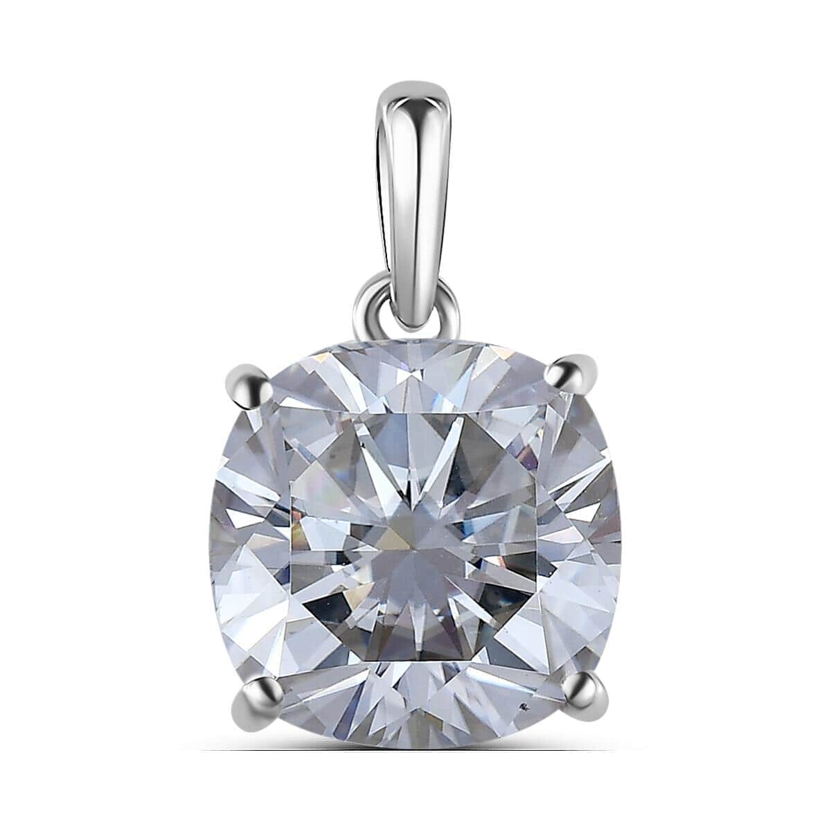 LUXORO 10K White Gold Moissanite VS-EF Solitaire Pendant 5.00 ctw image number 0