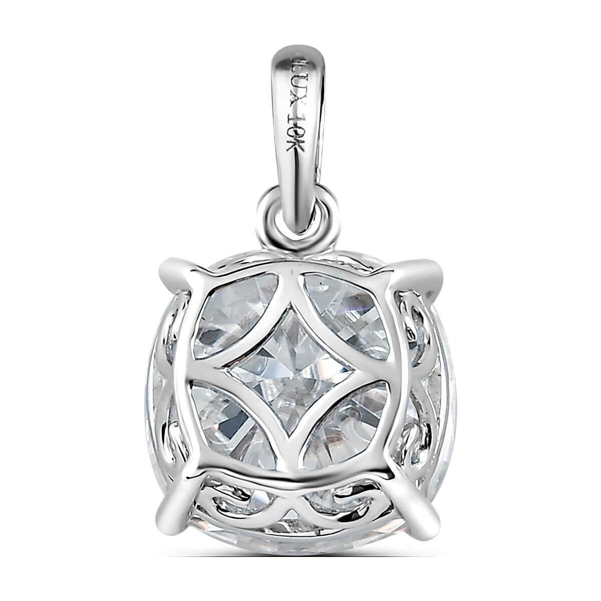 LUXORO 10K White Gold Moissanite VS-EF Solitaire Pendant 5.00 ctw image number 3