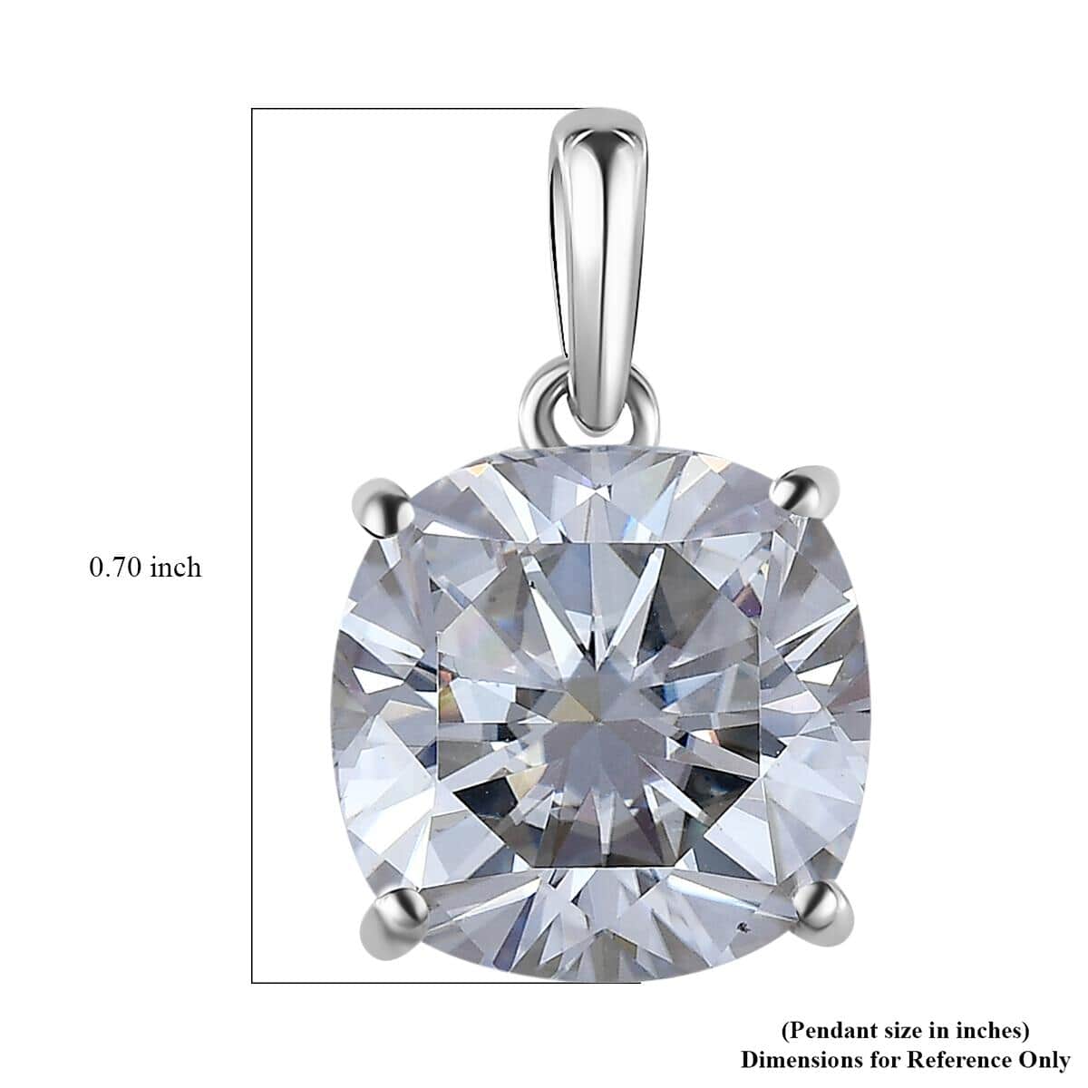 LUXORO 10K White Gold Moissanite VS-EF Solitaire Pendant 5.00 ctw image number 4